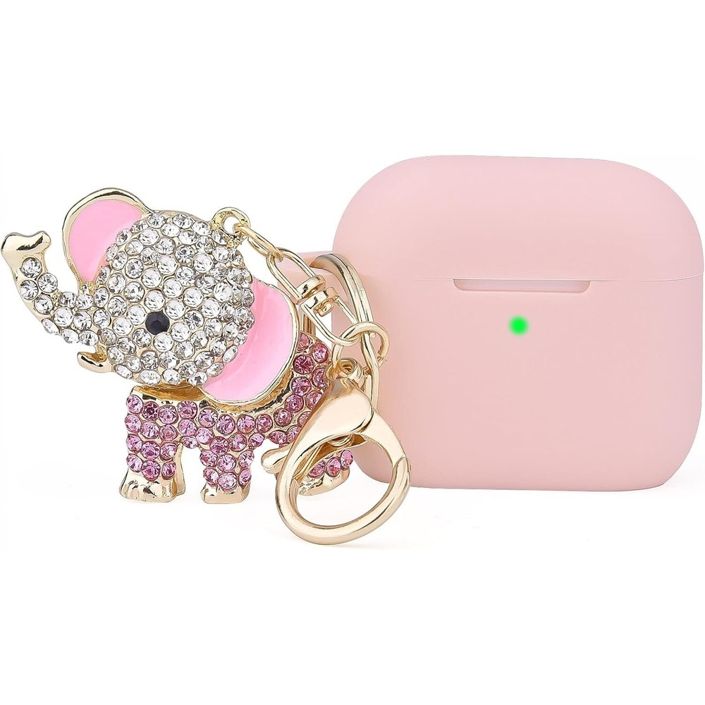 Worryfree Gadgets Silicone Case for Apple AirPod 3 with Bling Elephant Keychain